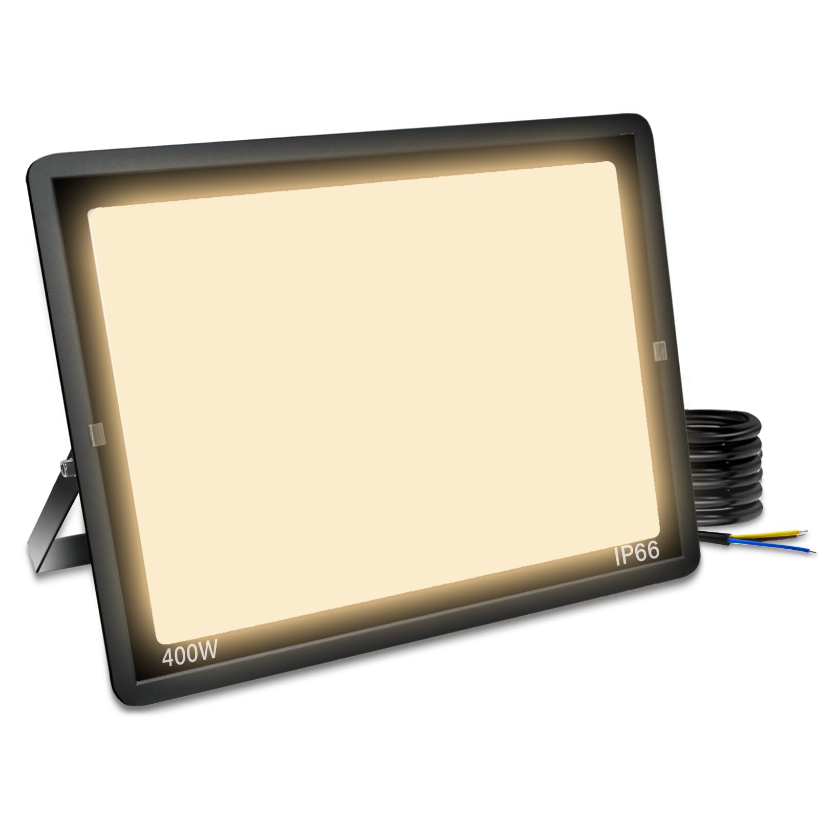 Blivrig 400W Faro LED da esterno Bianco Caldo 3000K, 40000LM Faretto LED Parete, IP66 Impermeabile Fari LED per Casa Cortile Giardino Palestra
