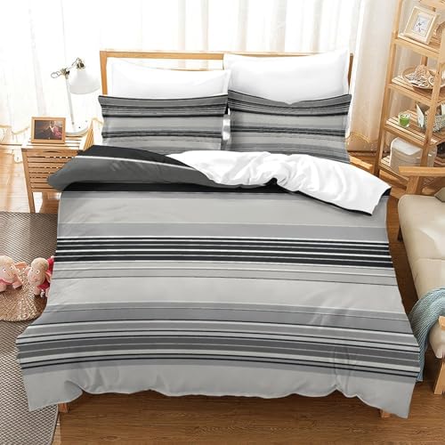 Housse de couette rayures modernes lit simple pour créer un cocon de douceur respirant - 3