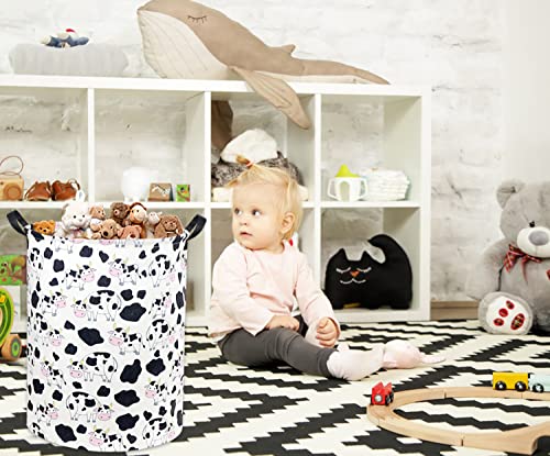 Image of Cow print Laundry Basket Baby Laundry Basket Nursery Hamper Kids Baby Laundry hamper for Boys and Girls Cute Toy Storage Bin Cow Room Decor(Cow)