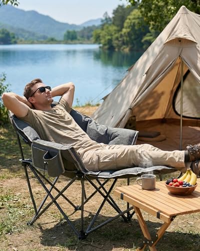 Silla de Camping Grande y Acolchonada con Reposapiés Removible, Gris - OUTDOOR LIVING SUNTIME ST-203GF-PF-2 miniatura 2