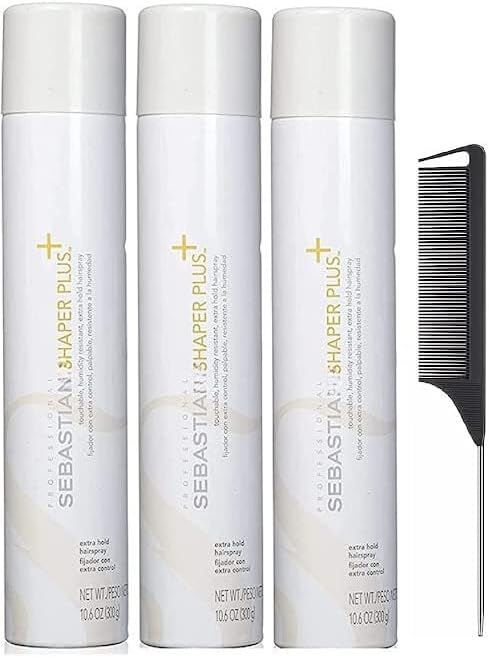 Shaper Plus - Extra Hold Hairspray - 10.6 Oz- And Black Steel Comb (Pack Of 3)
