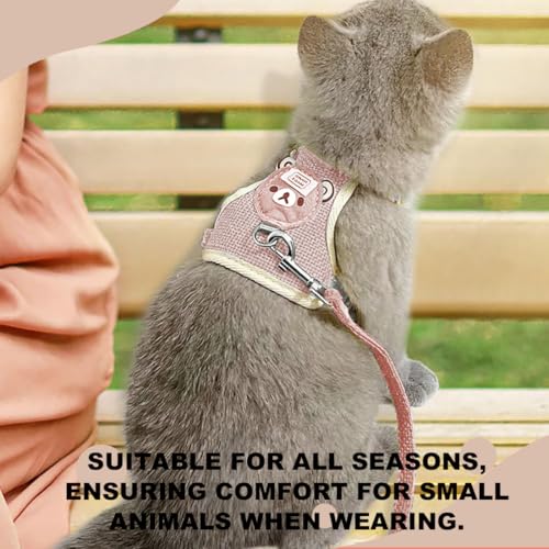 CATOR Kaninchen Leine,Verstellbare Hasenleine,120cm Weiches Kaninchen Leine,Hasen Zubehör,Kaninchen Zubehör,Kaninchen Geschirr Für Kaninchen, Katzen Und Andere Kleine Haustiere,für 1–1,5 kg,Rosa