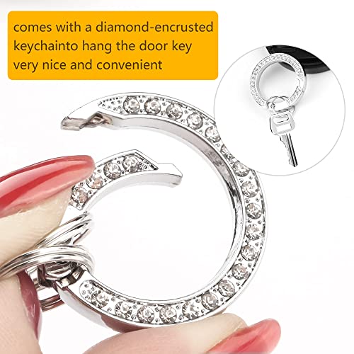 Fehlot Car Keychain For Women,Keychain Accessories With Bling Rhinestones,Car Key Chains Fashionable Glitter Key Ring With Horseshoe Buckle Screwdriver (White) #TOP4