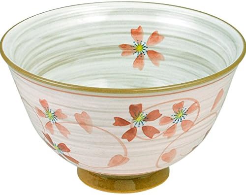 Ranchant Rice Bowl, Red, Diameter 4.7 x 2.8 inches (11.9 x 7.1 cm), Powdered Rolled Arabesque Arita Ware Made in Japan