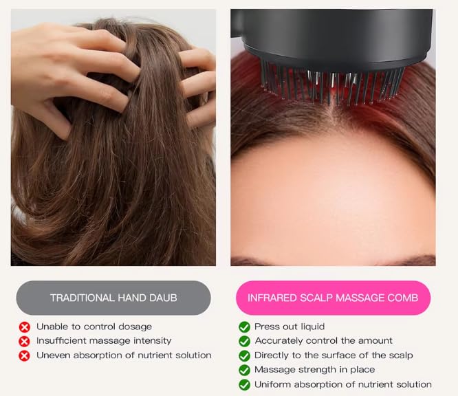 Pettine per massaggio a vibrazione elettrica terapia della luce rossa massaggio per la crescita dei capelli spazzola per cuoio capelluto applicatore di olio liquido
