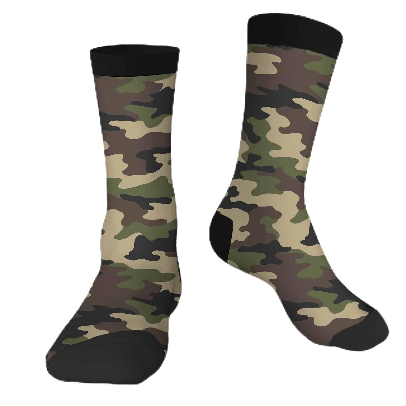 Muntayson Camouflage Texture Athletic Cushioned Crew Socks Cushioned Crew Socks with Arch Compression Secure Fit Women Men