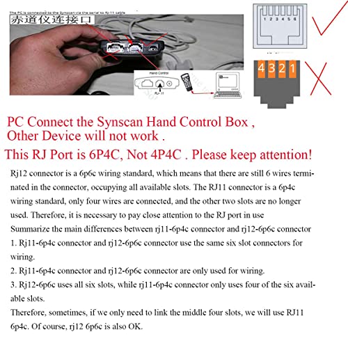 Suamdoen FTDI USB to RJ11 RJ12 Control Cable for Celestron Nexstar eq6 PC Link to Hand