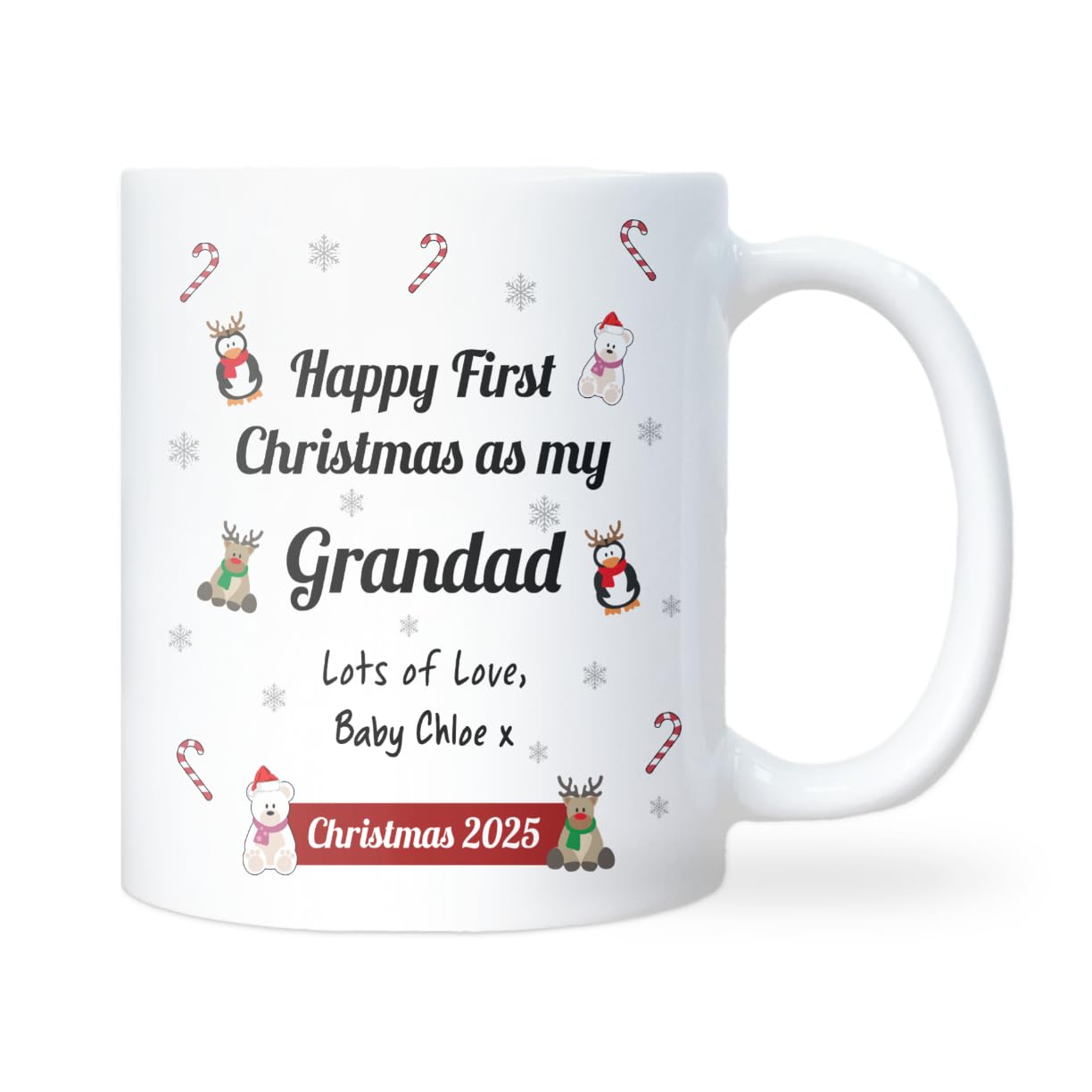 Confidently Quirky - Personalised First Christmas As My Grandad White Mug, Baby First Christmas Gift for Grandad — image 1