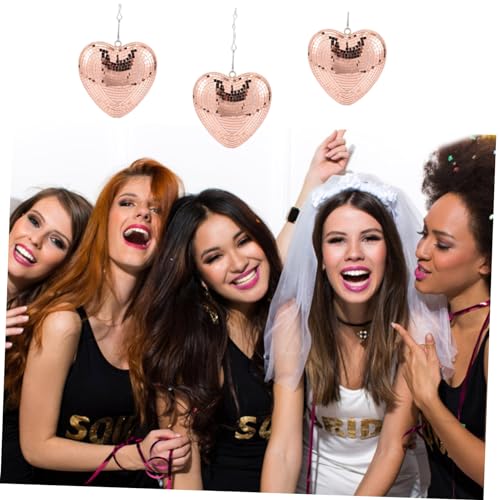 Bola espejada en forma de corazón dorada rosa para decoración de fiestas y eventos, colgante decorativa para hogar miniatura 4