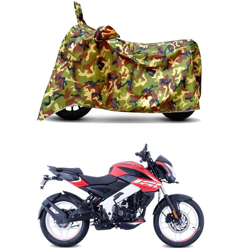 Image of Waterproof 100% PVC Coated Bike Scooty Two Wheeler Body Cover Compatible for Bajaj Pulsar N160 BS6 /UV-Rays /Heat Protection /Birds Dropping /Scratchproof /Dust Proof [6X6 Jungle Print]