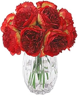 Decpro 2 Bunches Artificial Peonies, 10 Heads Silk Peony Fake Flower for Wedding Home Office Party Hotel Window Sill Decoration, Table Centerpieces, Floral Arrangements( Cream White)