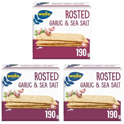 Wasa Tasty Snacks Crisps Roasted Garlic, 190 g (Packung mit 3)