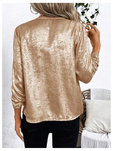 WDIRARA Women's Sequin Glitter Open Front Blazer Casual Long Sleeve Sparkl Jacket Outerwear2