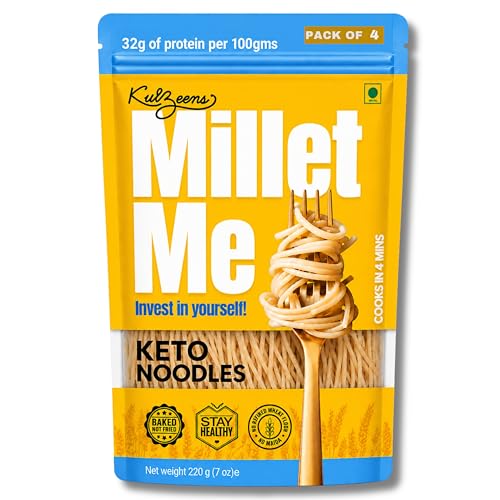 Image of Millet Me by kuizeens Health Land Keto Noodles - 220g, Pack of 4 | Low Carb & 64g Protein Healthy Noodles | Gluten Free, Maida-Free, Non-Fried & Diabetic Friendly | Keto Diet Snacks