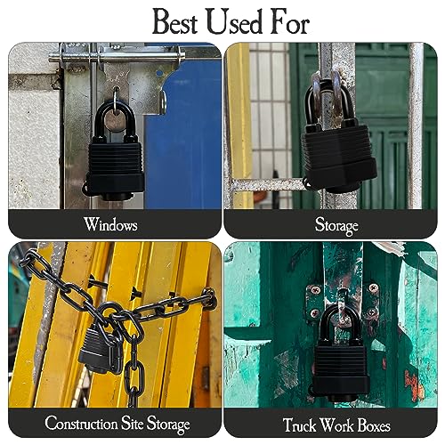 Jriqh ZEZE123J Safety Fence Chain Lock,Outdoor Waterproof Padlock With Chain,Heavy-Duty Weathproof Lock With Chain For Gate,Fence,Motorcycles,Bike thumb #2