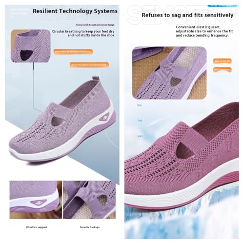 Women's Orthopedic Slip-On Sneakers Breathable Woven Diabetic Shoes with Arch Support,Soft Foam Cushion Hands-Free Design for Walking Comfort3
