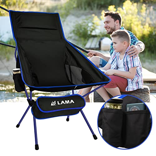 LAMA Camping Chair High Back Folding Chair Folding Fishing Chair Compact Beach Chair Ultralight Folding Chair Outdoor Chair with Carry Bag for Camping Tents Picnic Hiking Sunbathing Blue - Image 7