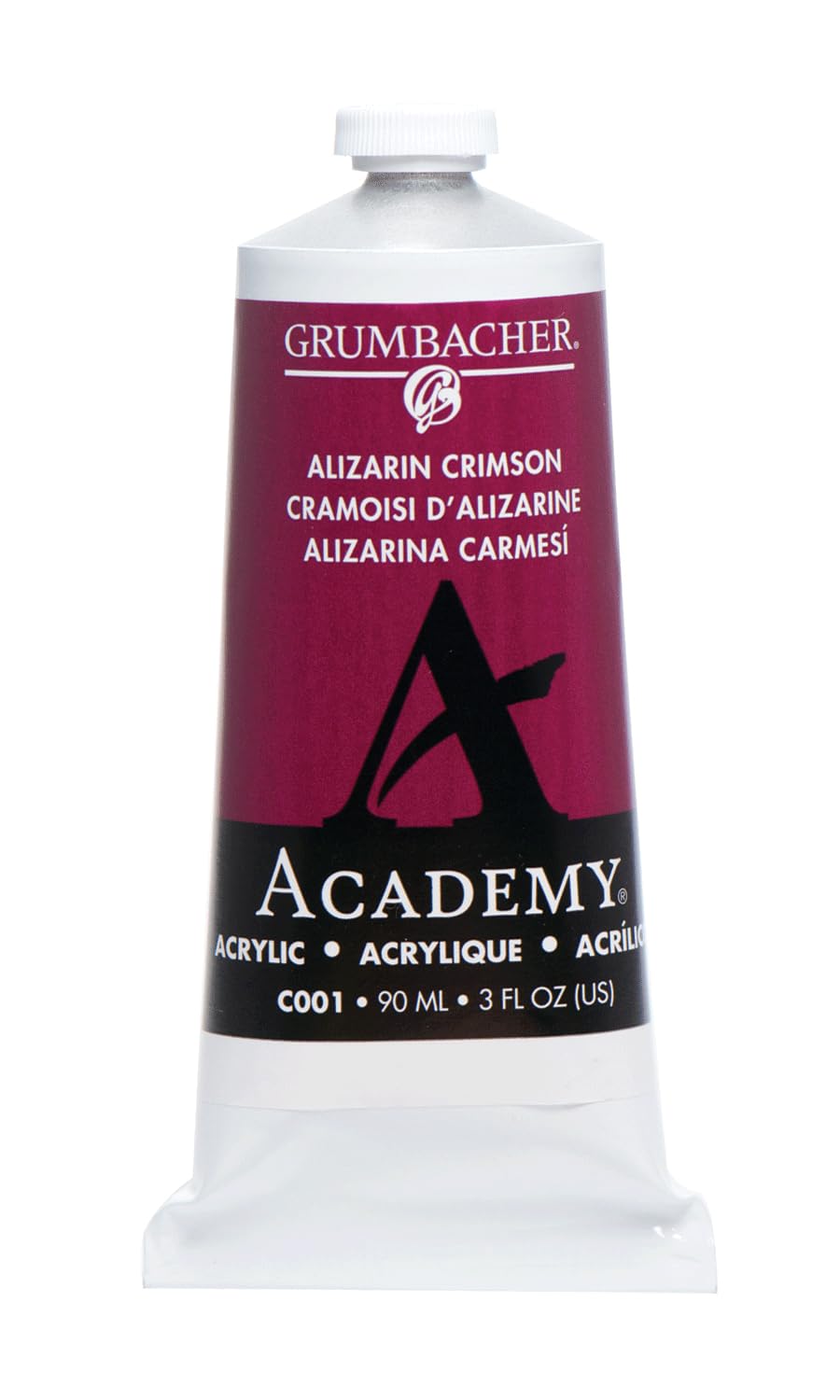 Grumbacher Academy Pintura acrílica, 90ml/3 oz tubo de metal, Alizarin Crimson