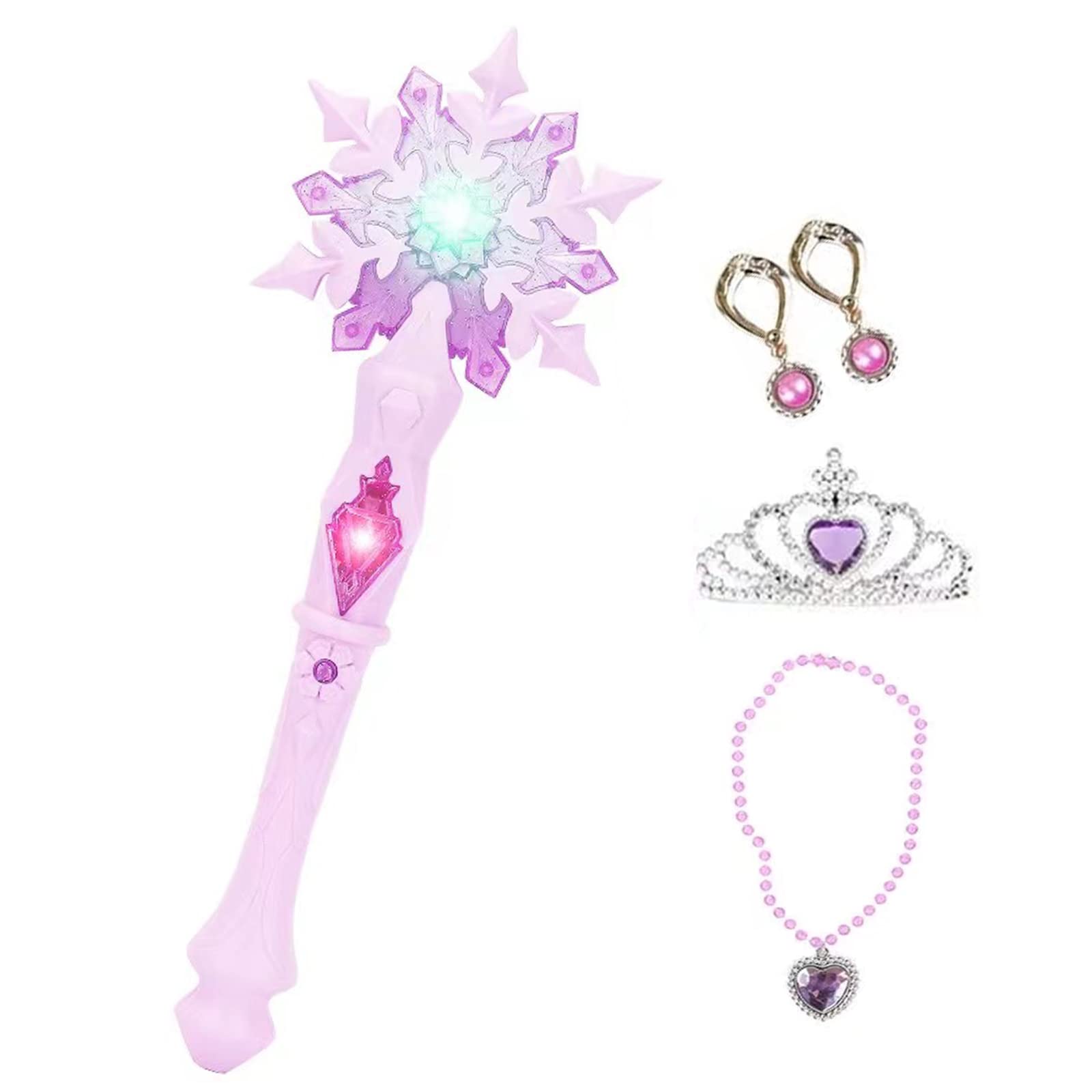 Light Up Wands for Kids Princess Snowflake Stick Princess Wand with Sound Motion-Sensitive Magic Toys for Children Girls Costumes Role-Playing Accessories Children's Party Gifts