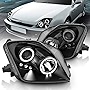 AmeriLite Black Projector Replacement Headlights Dual Halo LED Set for 97-01 Honda Prelude - Passenger and Driver Side