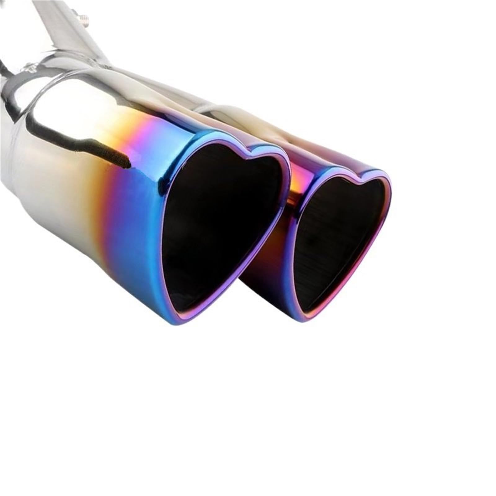Car Silencer Uniwersalny tłumik rury wydechowej samochodu w kształcie serca 2.5 cala krawędź samochód końcówka tłumika ze stali nierdzewnej(Curved roast blue)
