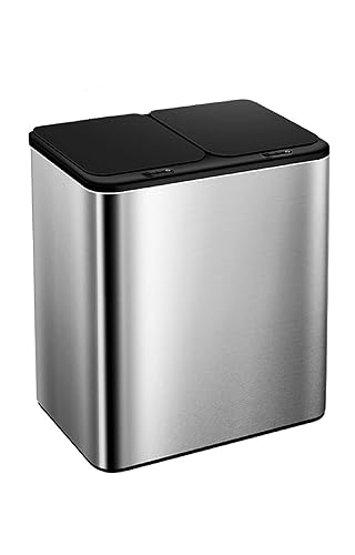 Miniatura 1 de Stainless Steel Touchless Trash Can - Dual 24L Compartments for Efficient Garbage Classification & Recycling in Home Kitchen - Automatic Sensor Bin