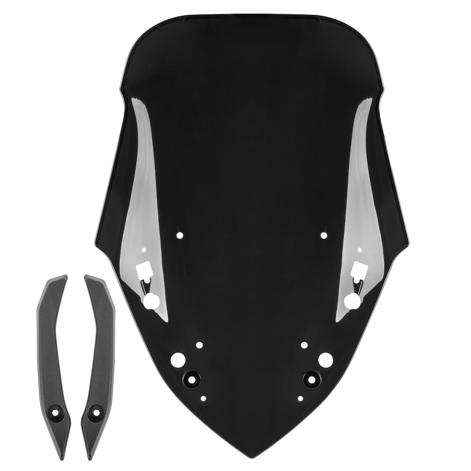 Motorrad Windschild Windschutzscheibe für NMAX155 2020 2021 2022 2023 2024 N MAX 155 Windabweiser Frontverkleidung Double Bubble Windschutz (Schwarz)