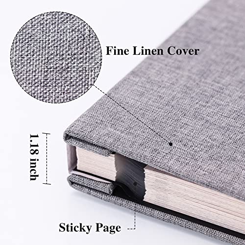 Image of Vienrose Self Adhesive Photo Album 11 inchx10.6 inch - 40 Pages Scrapbook Album for 4x6, 8x10 Pictures - Linen Cover - Grey