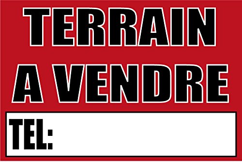 Panneaux Signaletiques.fr - Panneau PVC Rigide 3mm - Paysage - Rouge - Professionnel - TERRAIN A VENDRE 300x200mm