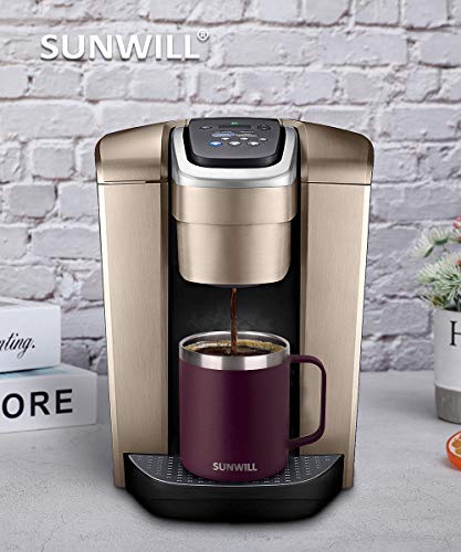 Sunwill 14 Oz Coffee Mug, Vacuum Insulated Camping Mug With Lid, Double Wall Stainless Steel Travel Tumbler Cup, Coffee Thermos Outdoor, Powder Coated Plum #TOP5