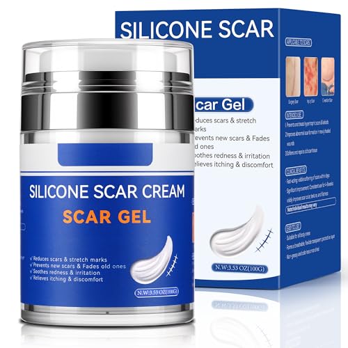 Crobirware Silicone Scar Cream Gel - [3.53 oz / 100g] Jumbo Value Pack - Advanced Gel for Old & New Scars, C-Section, Stretch Marks, Surgery, Acne, Burns, Keloids - Face & Body