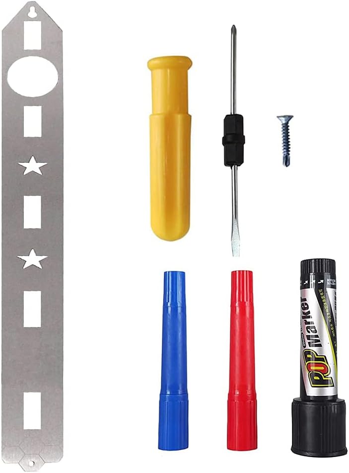 Throwing Axe Target Template Stencil, 20 x 2in Axe Throwing Target Stencil Template with 3-Color Marker Pens for Drawing Axe Throwing Target Template