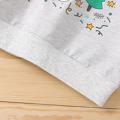 Toddler Boys Girls Christmas Cartoon Tree Snowman Prints Long Sleeve Pullover SweatShirt Tops Clothes Hoodie Youth Medium4