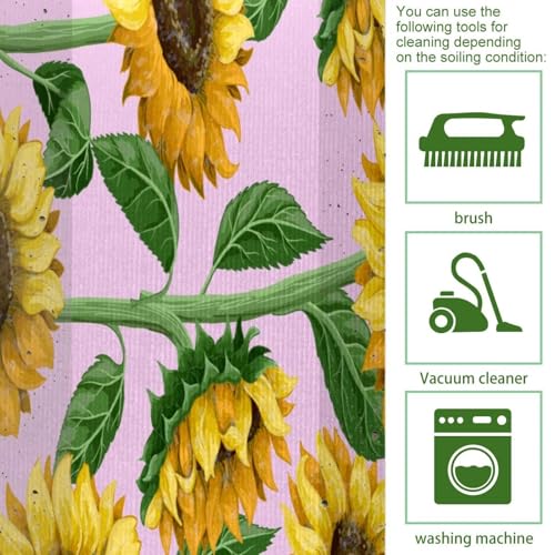 Tapete de cocina de 2 piezas VAPOKF con girasoles antideslizante lavable 5