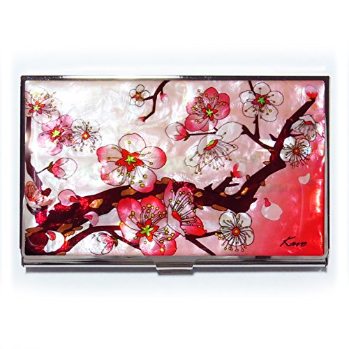 Maddesign Mother Of Pearl Business Card Case Id Holder Metal Travel Wallet Apricot Tree Pink #TOP1