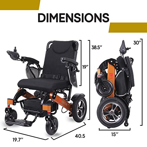 Actiwe Wx14 Electric Wheelchair- Electric Wheelchairs For Adults Lightweight Foldable Motorized Wheelchair- All Terrain Wheel Chair- Folding Portable Power Wheelchair For Seniors(Gold) #TOP5
