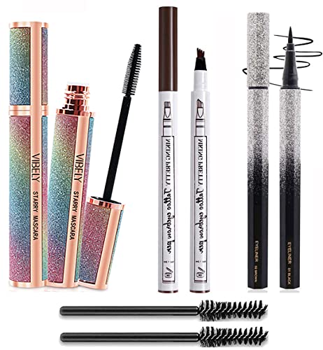 3 Pcs Silk Fiber Mascara For Longer, Voluminous Eyelashes,Natural Waterproof Smudge-Proof,All Day Exquisitely Long, Smudge-Proof (Black/Dark Brown/Black) #TOP17