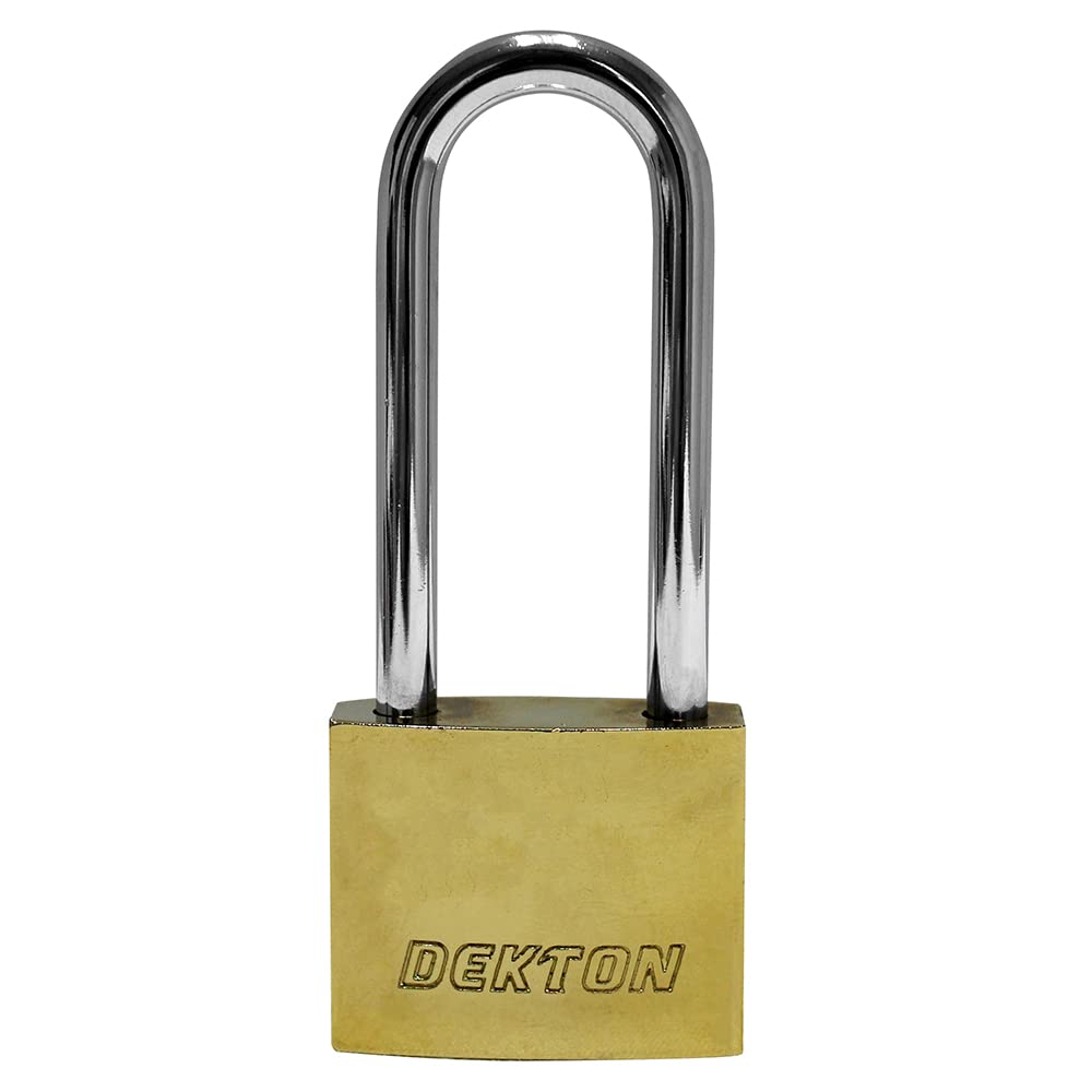Dekton 40MM Long Shackle Titanium Plated Iron Padlock | Heavy-Duty Iron Construction with Tough Shackle | Includes 3 Steel Keys | Ideal for Gates, Sheds & Storage | Durable Locking Mechanism