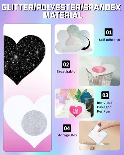 Pasties Rave Pack 27 Pairs Multicolor Nipple Covers Pasties Glitter Pasty2