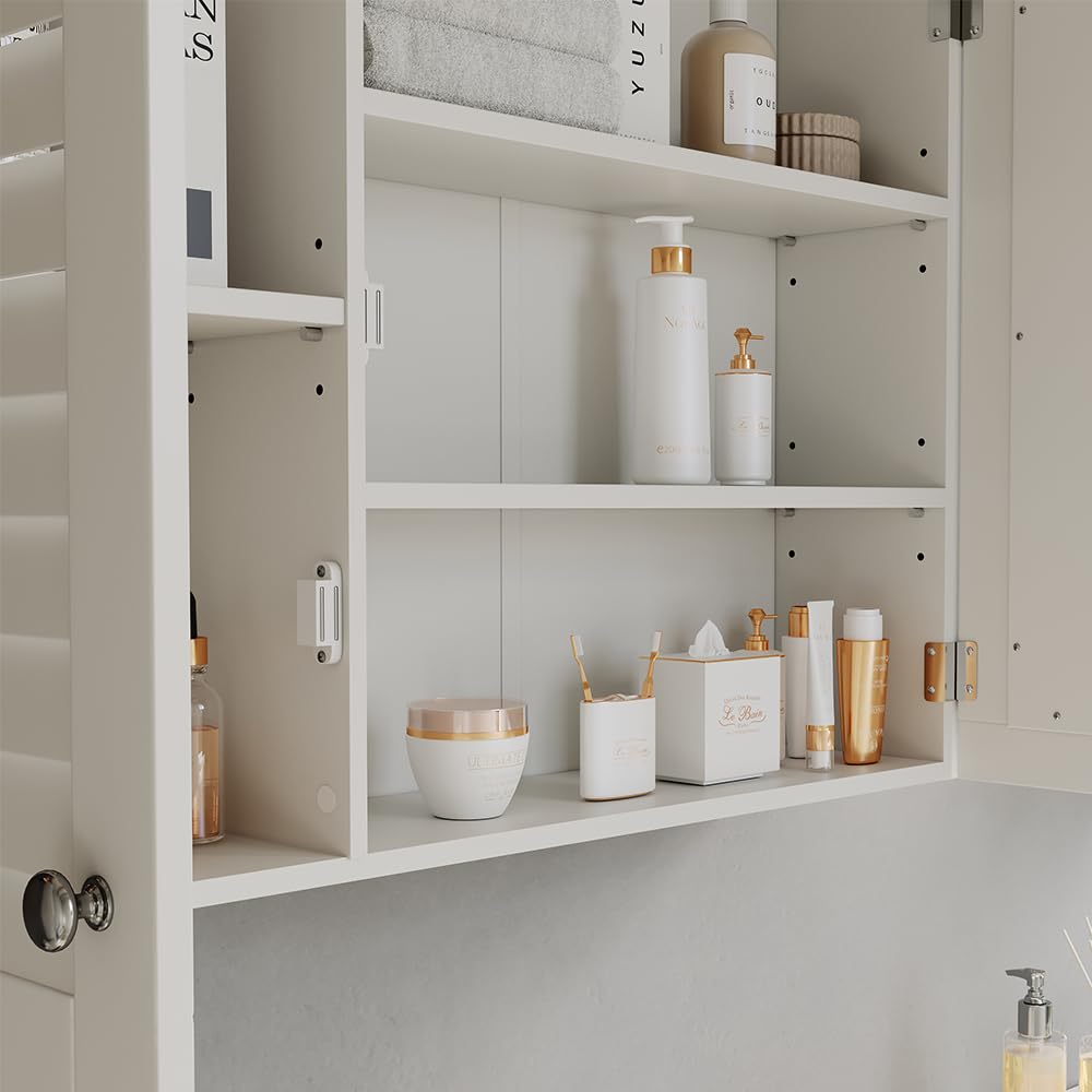 Vicco Armoire de Toilette Riad, Blanc, 68x48cm avec 2 Portes, pour Montage Mural pour Le Rangement des Accessoires de Salle de Bain