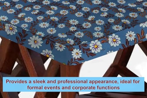 Image of The Furnishing Tree Elastic Rectangular Center Tpoy Table Cover WxL 12x60 in Inches Polyester Floral Pattern Blueish Grey
