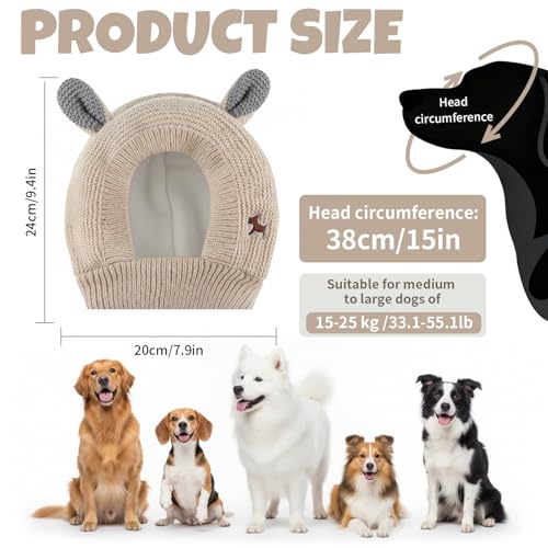 TAXTYHRE Gestrickte Hundemützen, Hund Wintermütze, Süße Hund Wintermütze, Warm Weich Bequem, Hundewarme Kopfbedeckungen, für Kleine Haustiere, Kleine Große Hunde (Beige)