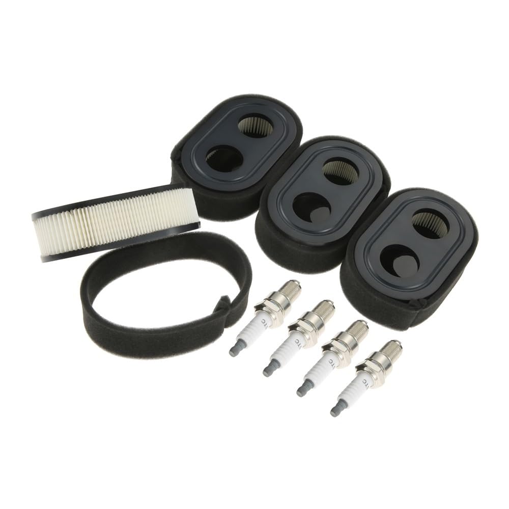 4 Piezas 593260 Filtro de cortacésped Bujía prefiltro 491055S Apto for 550ex 675exi 725exi 09P000 09P702 Reemplazar 21525900 21537800 21544000 21534100 Piezas de cortacésped