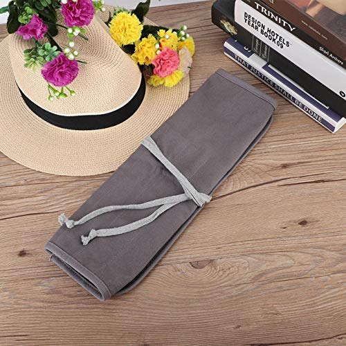Image of GLOGLOW Storage Organizer Roll-Up Case Bag, Compact Portable Painting Tool Bag Gray Travel Brush Organizer for Artists Art Supplies Home or Studio Use