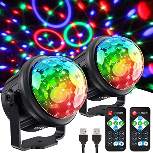 Luci Discoteca, RGB 7 Colori Luci Feste in Casa con Telecomando e 4M Cavo USB, 360°Ruotabile Palla Discoteca a Ritmo di Musica, LED Luci DJ Stroboscopiche per Natale, Casa, Karaoke, Regalo, Bambini