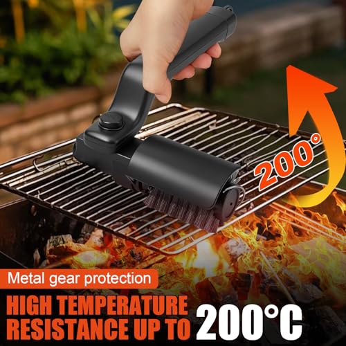 Cepillo eléctrico para barbacoa recargable de 3 velocidades con cabezal ajustable a 180° 4