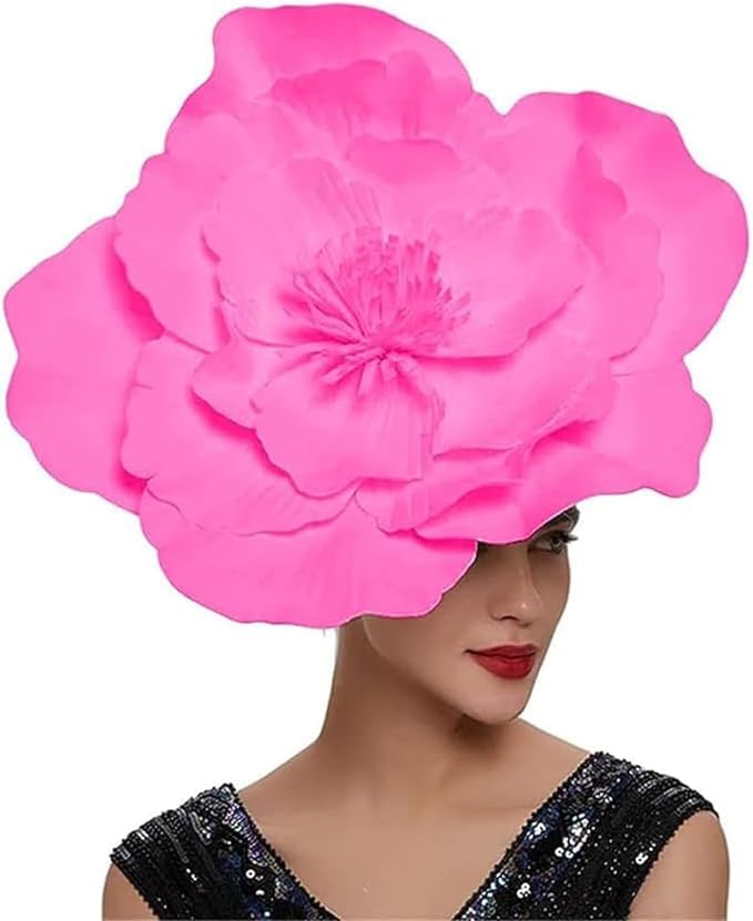 LDFWAYLarge Flower Fascinators for Girls Women Tea Party Cocktail Headwear Derby Hats with Headband and Clip for Wedding