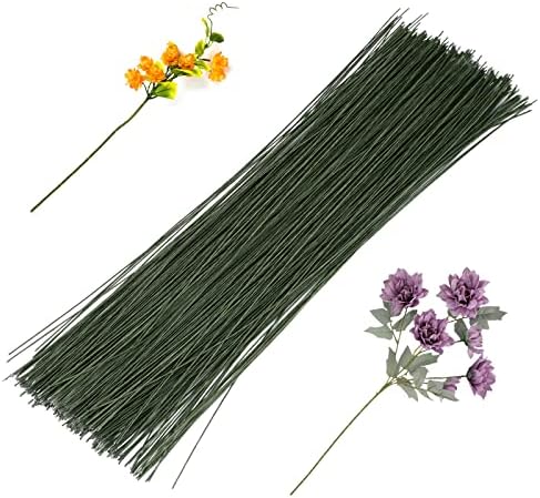 SOCNITC 200pcs Floral Wire Dark Green, 22 Gauge Flower Wire Sticks Floral Supplies 14 inches for Bouquet Stem Wrap Floral Arranging Craft Projects Corsages, Wedding Bouquet