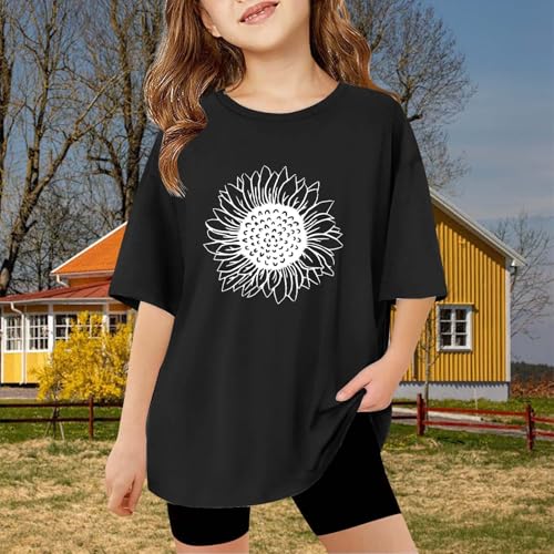 Girls Kids Short Sleeve T-Shirt Floral Print Graphic Tee Toddler Loose Fit Round Neck Casual Summer Tops Comfort Blouses4