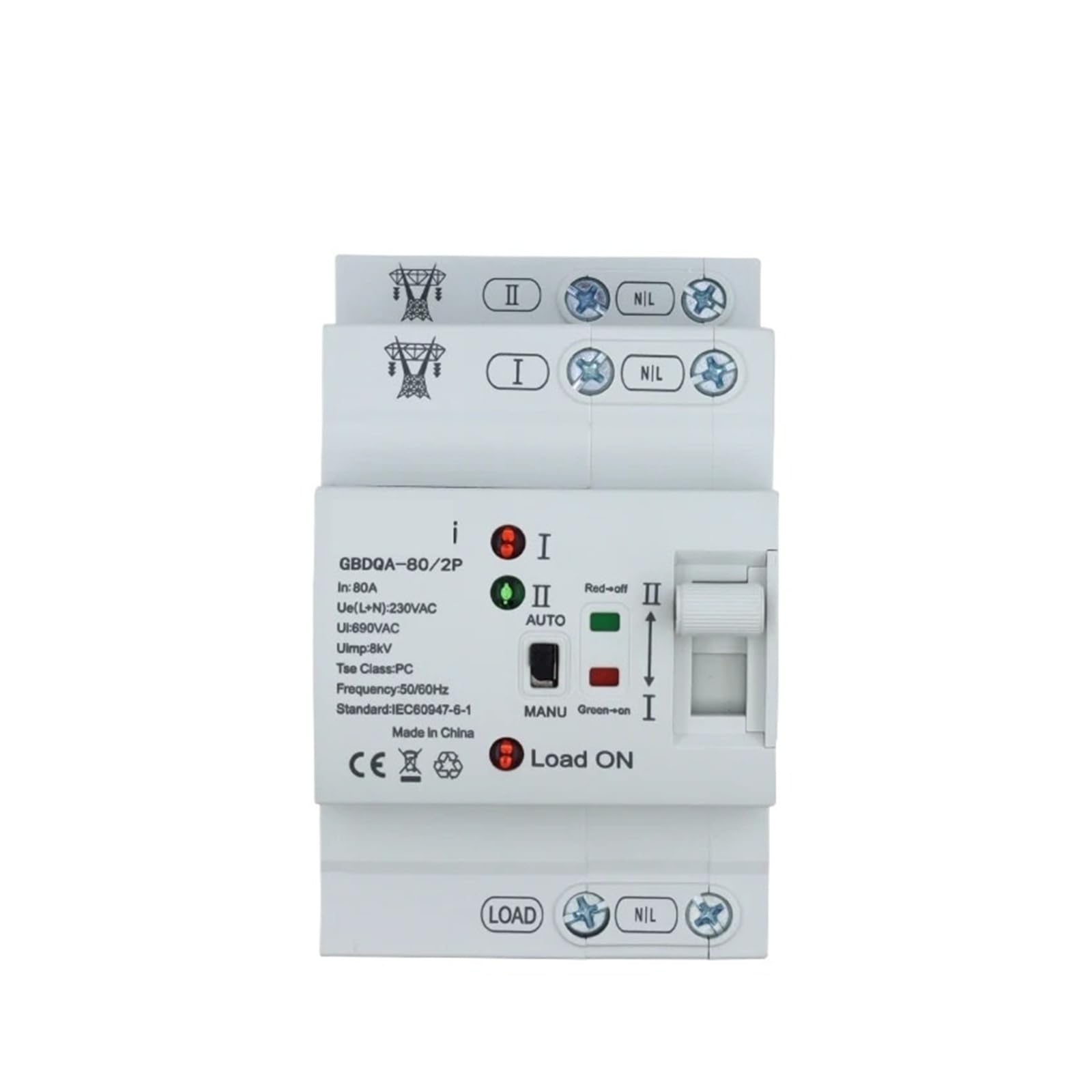 2P 4P Dual Power Automatischer Umschalter Elektrische Wahlschalter 32A 40A 63A 80A(2,63A)